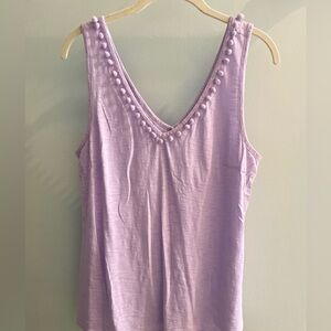 Lilly Pulitzer Lavender Double V-Neck Tank with Pom Poms / Size L